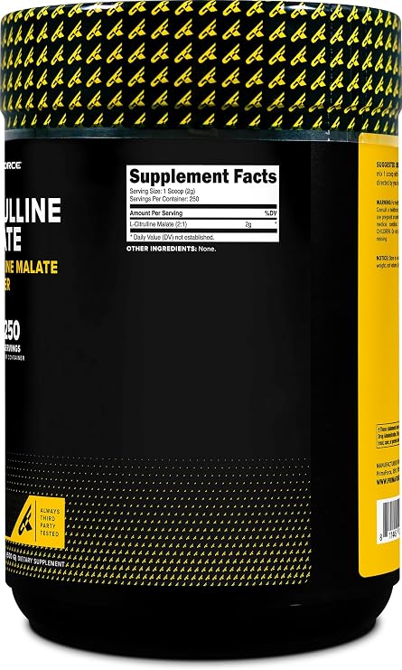 PrimaForce L-Citrulline Malate Powder (Unflavored) 500 Grams, 2:1 Powder