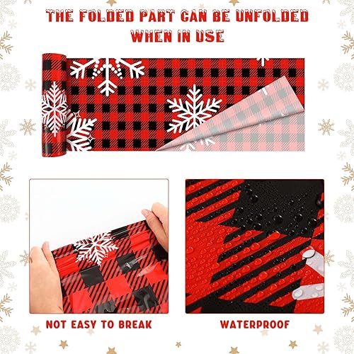 Miniatura 3 de Mantel navideño de 100 pies de largo, diseño de copos de nieve, color negro y rojo, diseño de copos de nieve, decoración de mesa de Navidad para