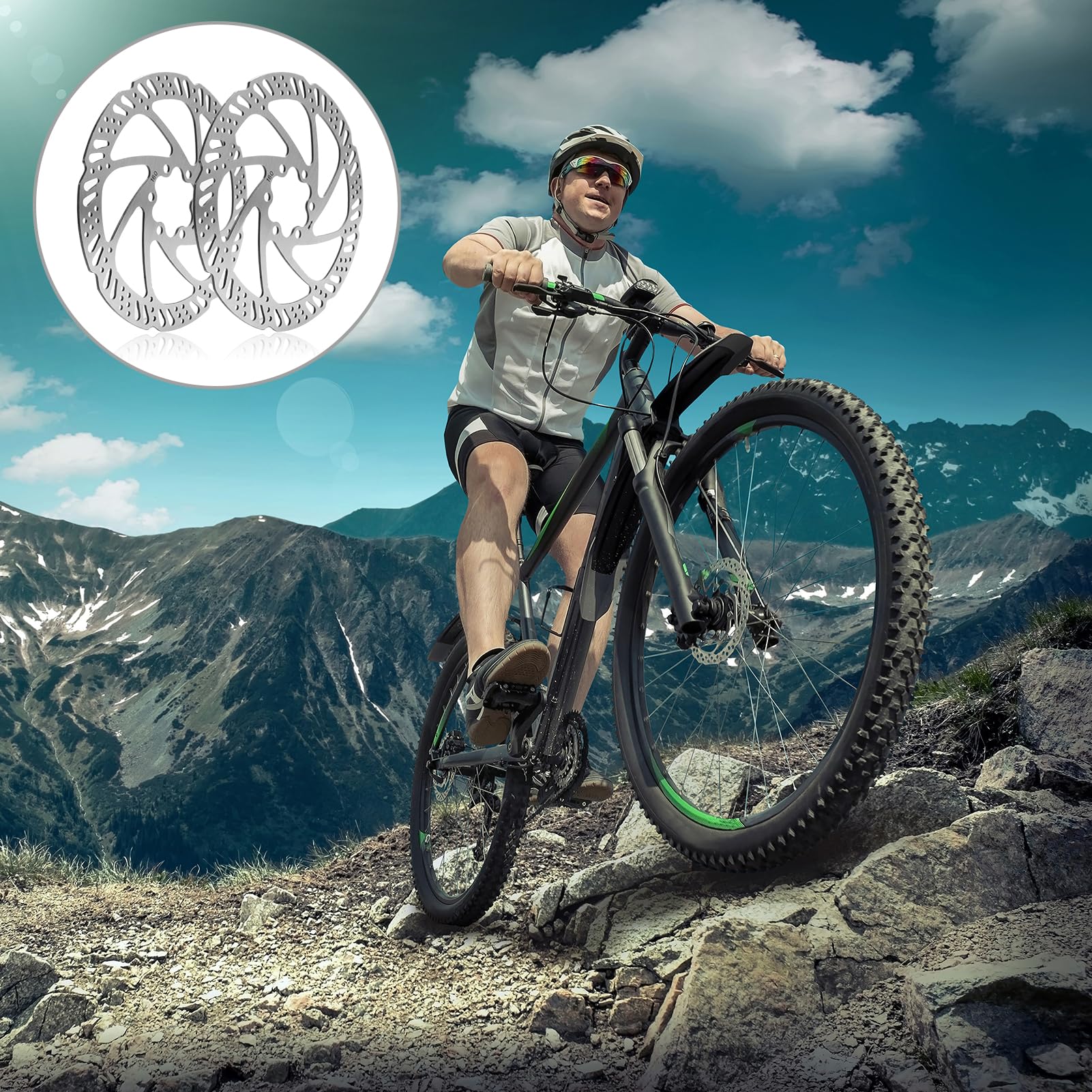 2 pezzi Disco freno per bicicletta, dischi freno da 160 mm, disco freno a 6 fori, disco freno per bicicletta in acciaio inox, set con viti e chiave a brugola per mountain bike e bici da corsa