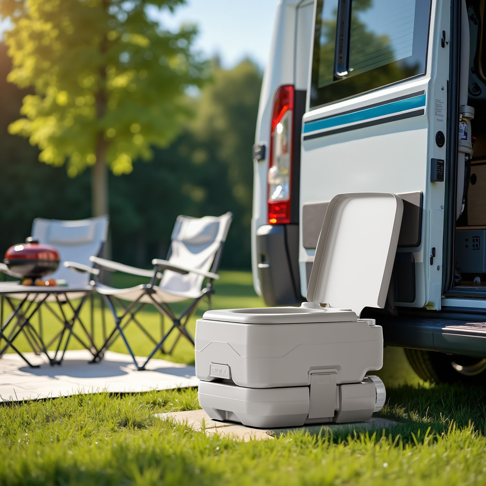 Wiltec WC Portatile 10 l, WC da Campeggio Portatile con Pompa Manuale, Bagno Chimico per Camper Facile da Pulire