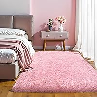 Vista 69 de Alfombras mullidas de 4 x 6 pies para dormitorio de niñas, alfombra de pelo largo lavable en arco iris para habitación de niños, guardería