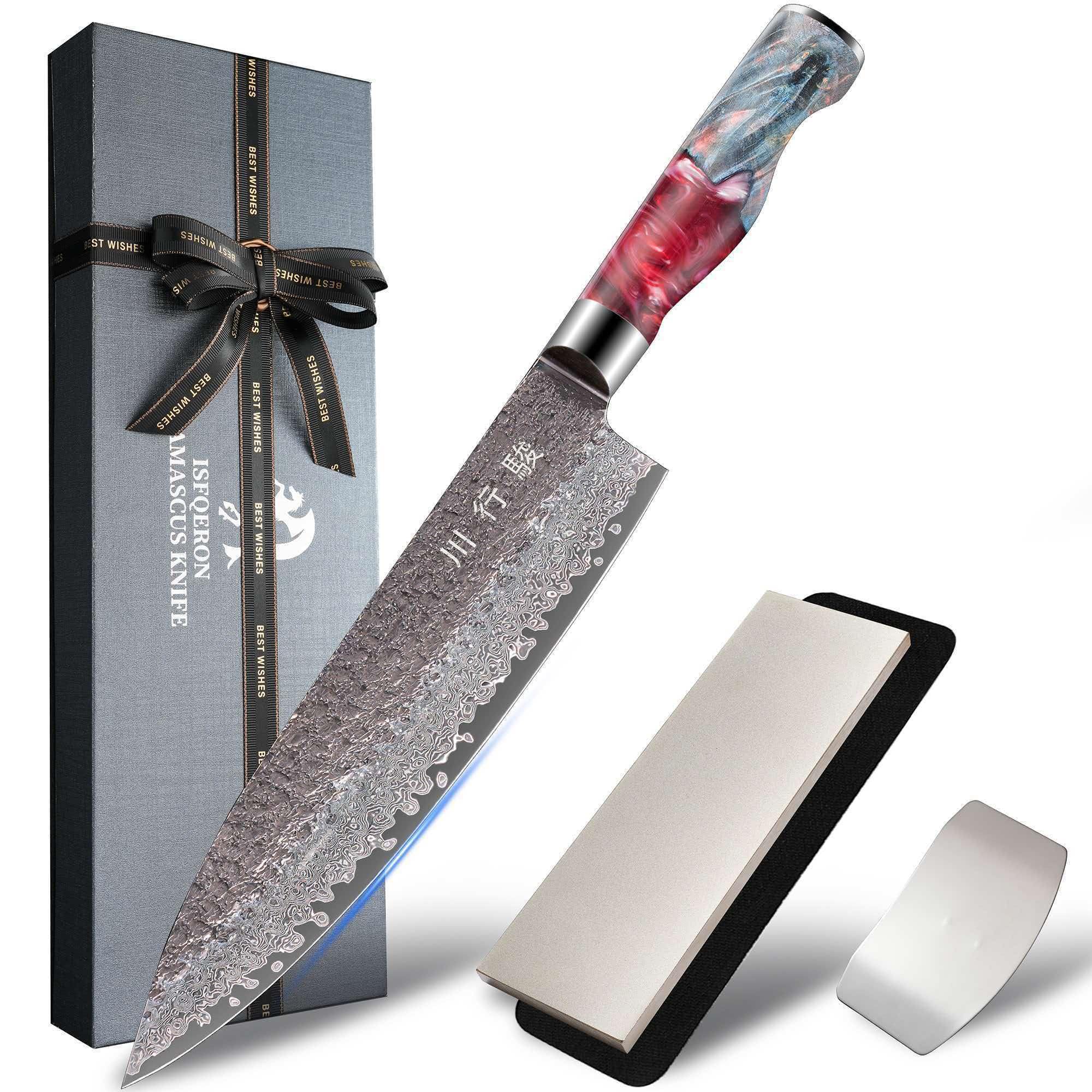 Japanese Chef Knife,8 Inch Chefs Knife Damacus with VG10 Steel Core,Professional Black Forged Kitchen Knives with Ergonomic Handle,Sharpening Stone & Luxury Gift Box, Cooking Gifts for Men Women — Amazon image 9