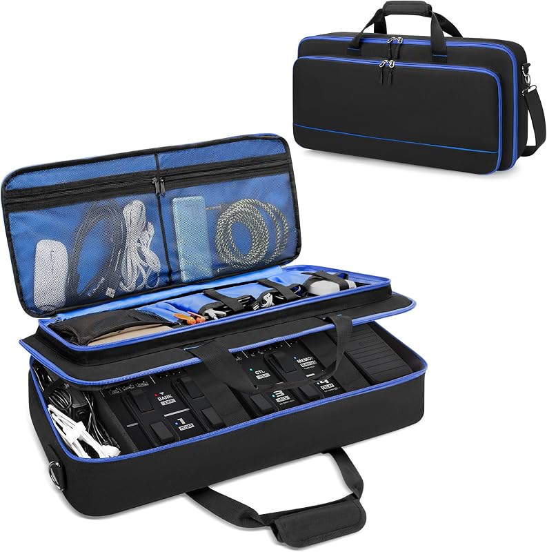 Carrying Bag Fits for Boss ME-80/GT-1000/GX-100/ME-90 Guitar Pedal | Separate Compartment, Fixing Strap, Shoulder Strap, Top Handle, for Guitar Multi-effects Pedal Board/Guitar Cable