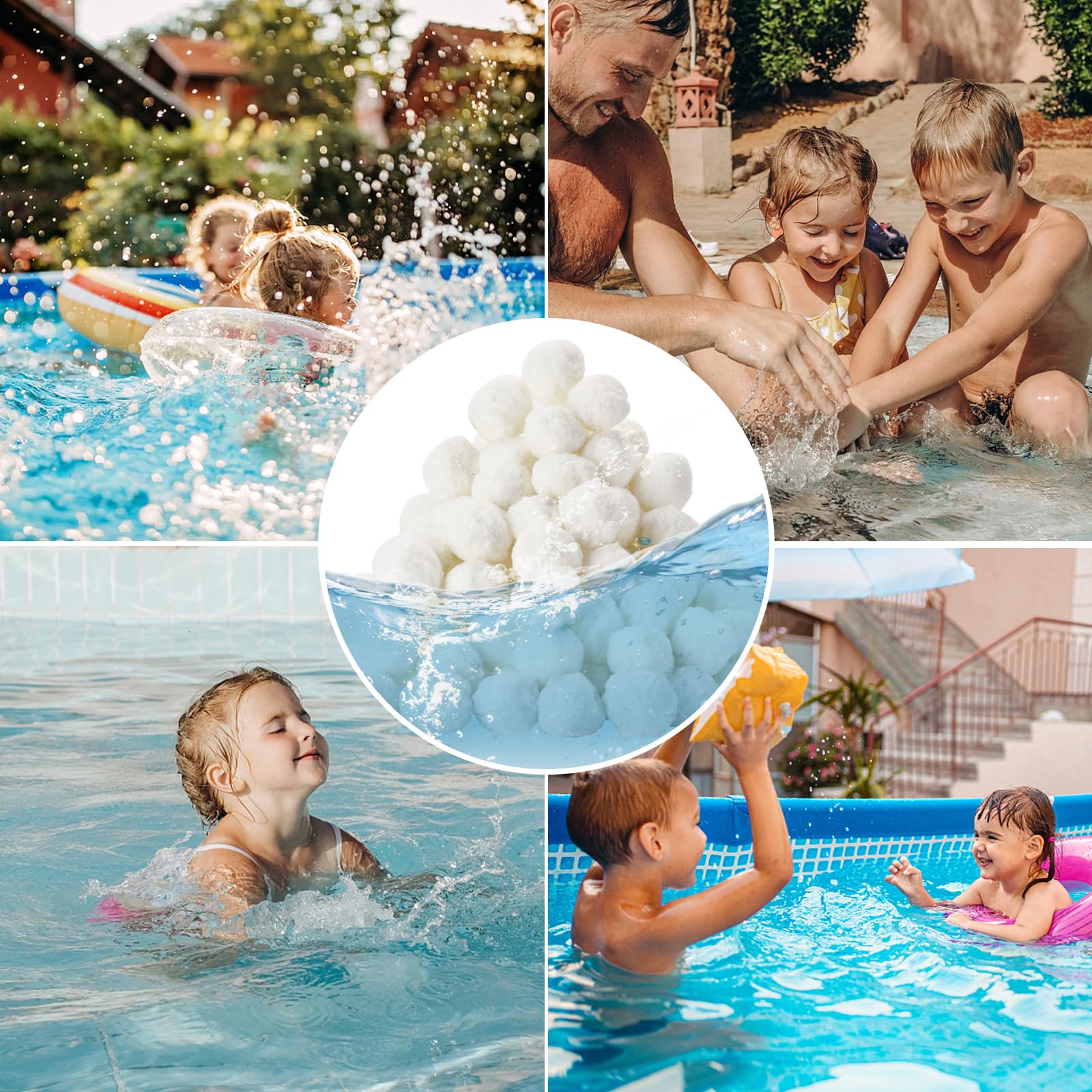 Sfere filtranti per piscina da 2,1 kg per filtro a sabbia, materiale filtrante ecologico riutilizzabile per pompa a sabbia, sostituisce la sabbia filtrante per piscina da 68 kg, lunga durata per