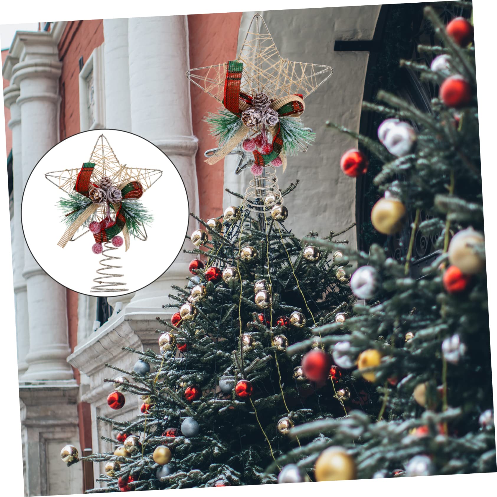 PRETYZOOM 5 Piezas Estrella Superior del Árbol De Navidad Ligero País Hombre Copa del Árbol Rojo Exterior Adornos Neón Pan De Jengibre Luces De Hadas Puerta Decoración Pre Madera