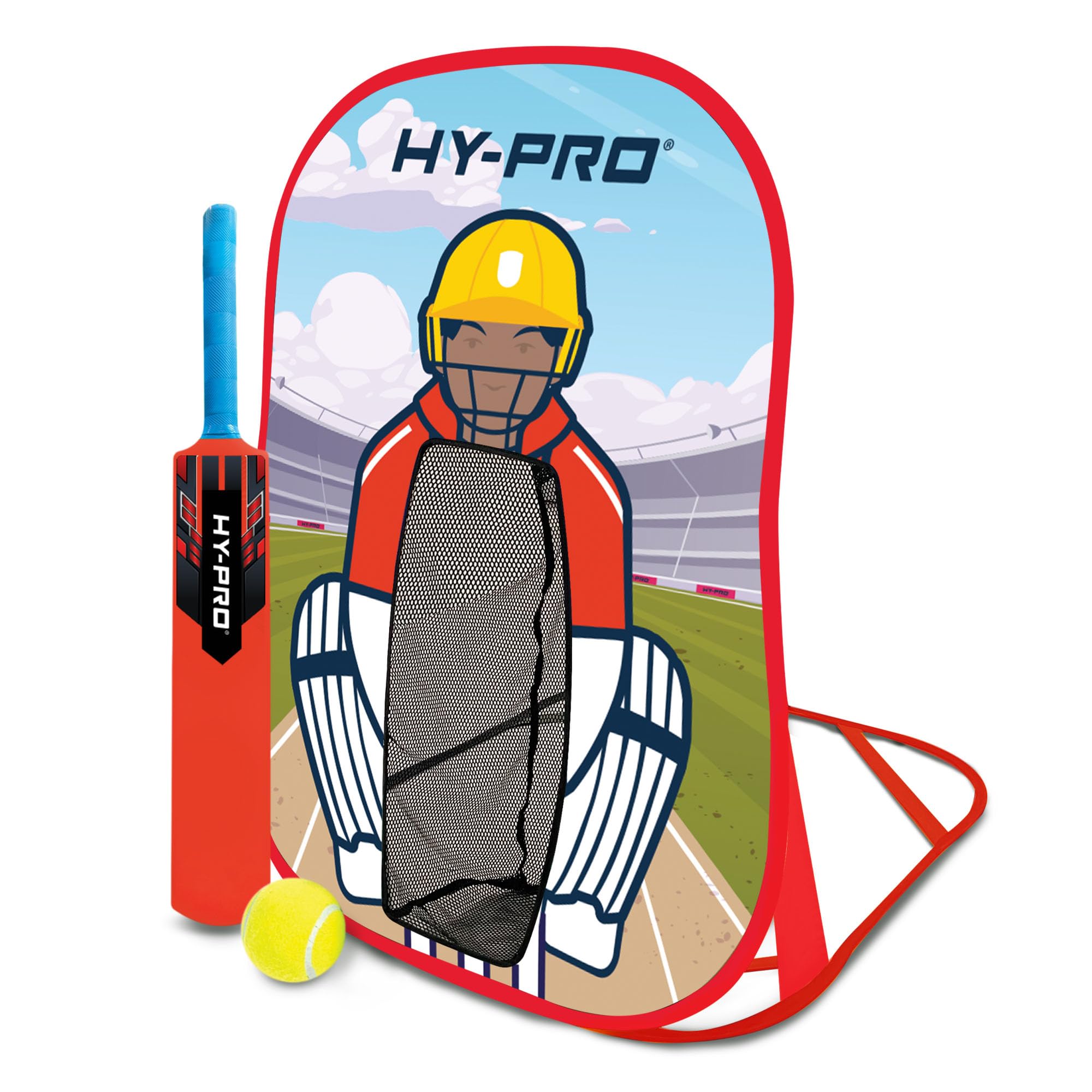 Hy-Pro Pop Up Cricket Set With Size 2 Bat, Ball and Pop Up Wicket - Great For All Ages, Portable Cricket Set, Suitable For Garden, Beach, Home Play, With Carry Bag & Ground Pegs