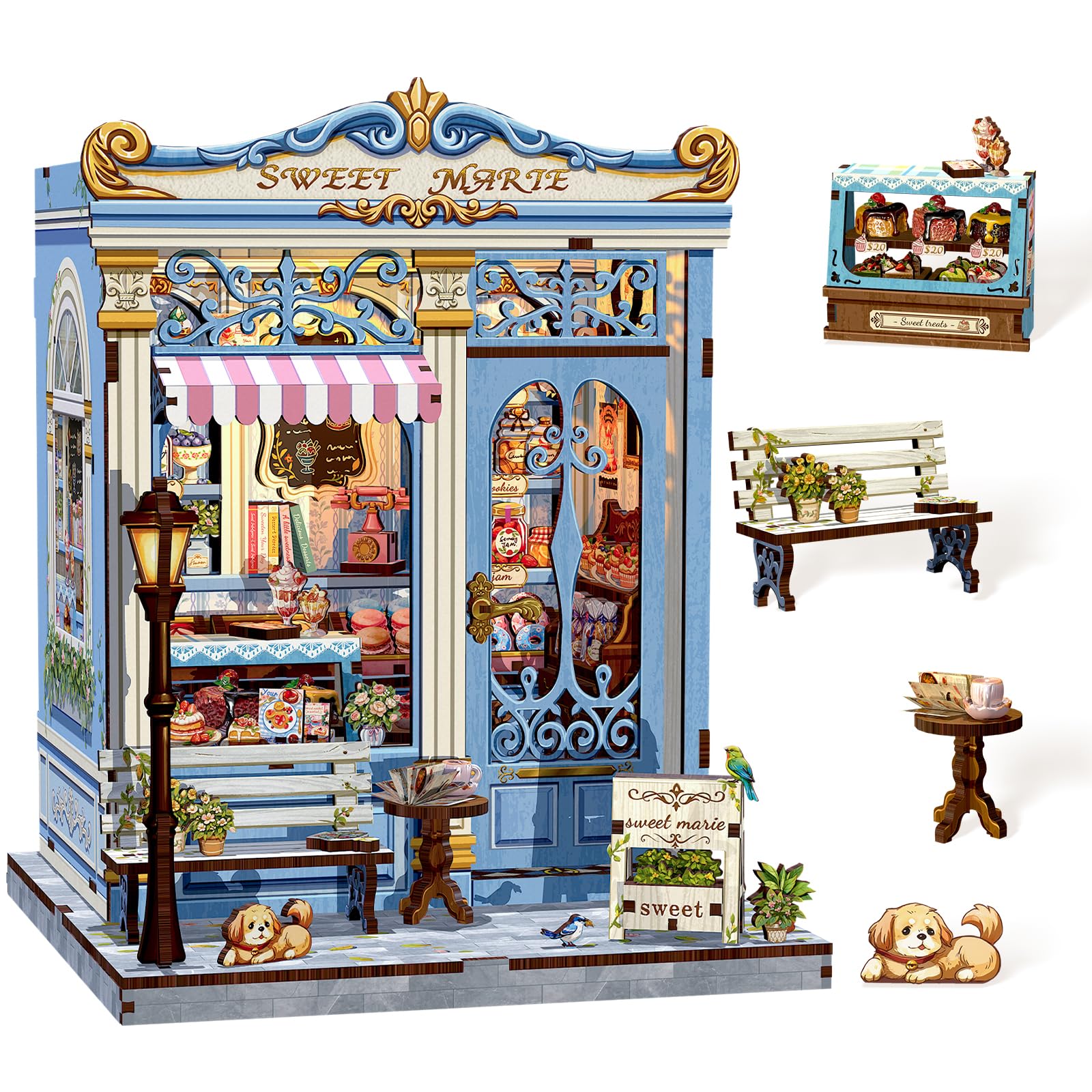 Book Nook Buchstütze DIY Puppenhäuser Miniatur 3D Haus mit Möbeln und LED B1378