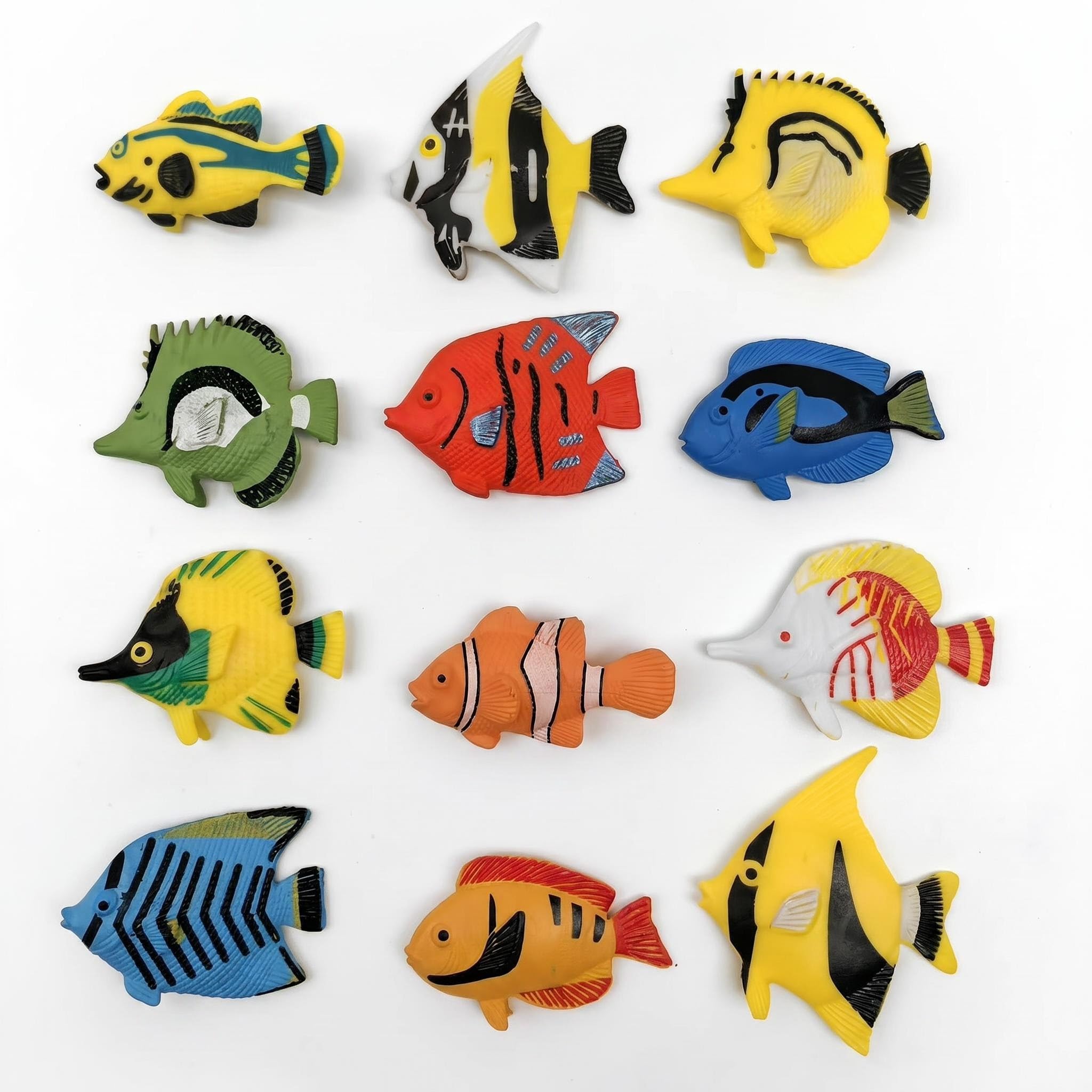 Plastic Fish, 12Pcs Mini Realistic Tropical Fish Models, Durable PVC Cartoon Design Toy Fishes for Kids, Ocean Party Decorations, Beach Theme Supplies, Bath Toy, Sensory Bin Fillers & Educational Toy