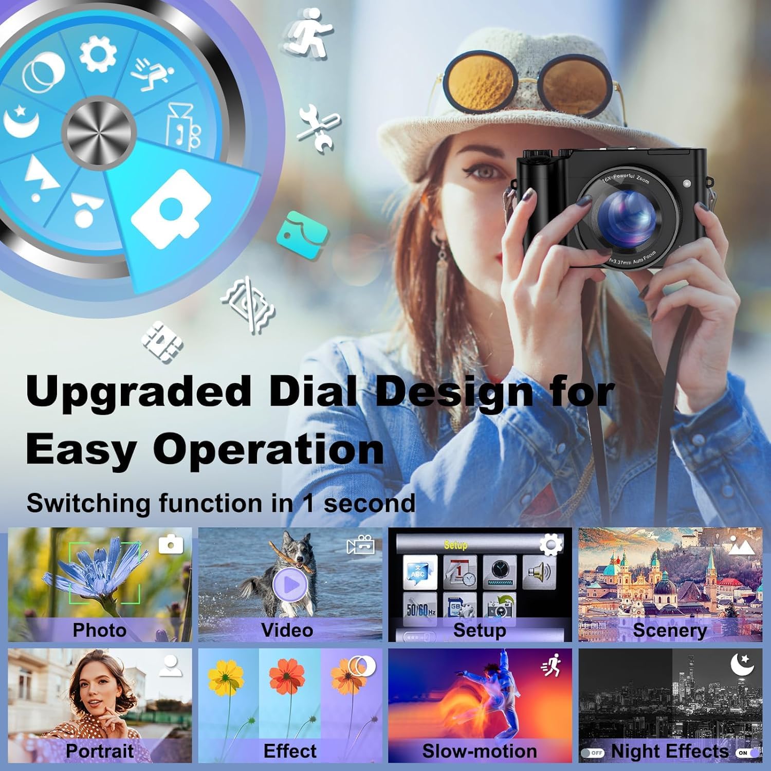 Fotocamera Digitale Compatta 4K 48MP Per Bambini E Principianti, Schermo 2.8", Zoom 18x, Include Scheda SD 32GB E Batteria - Regalo Ideale