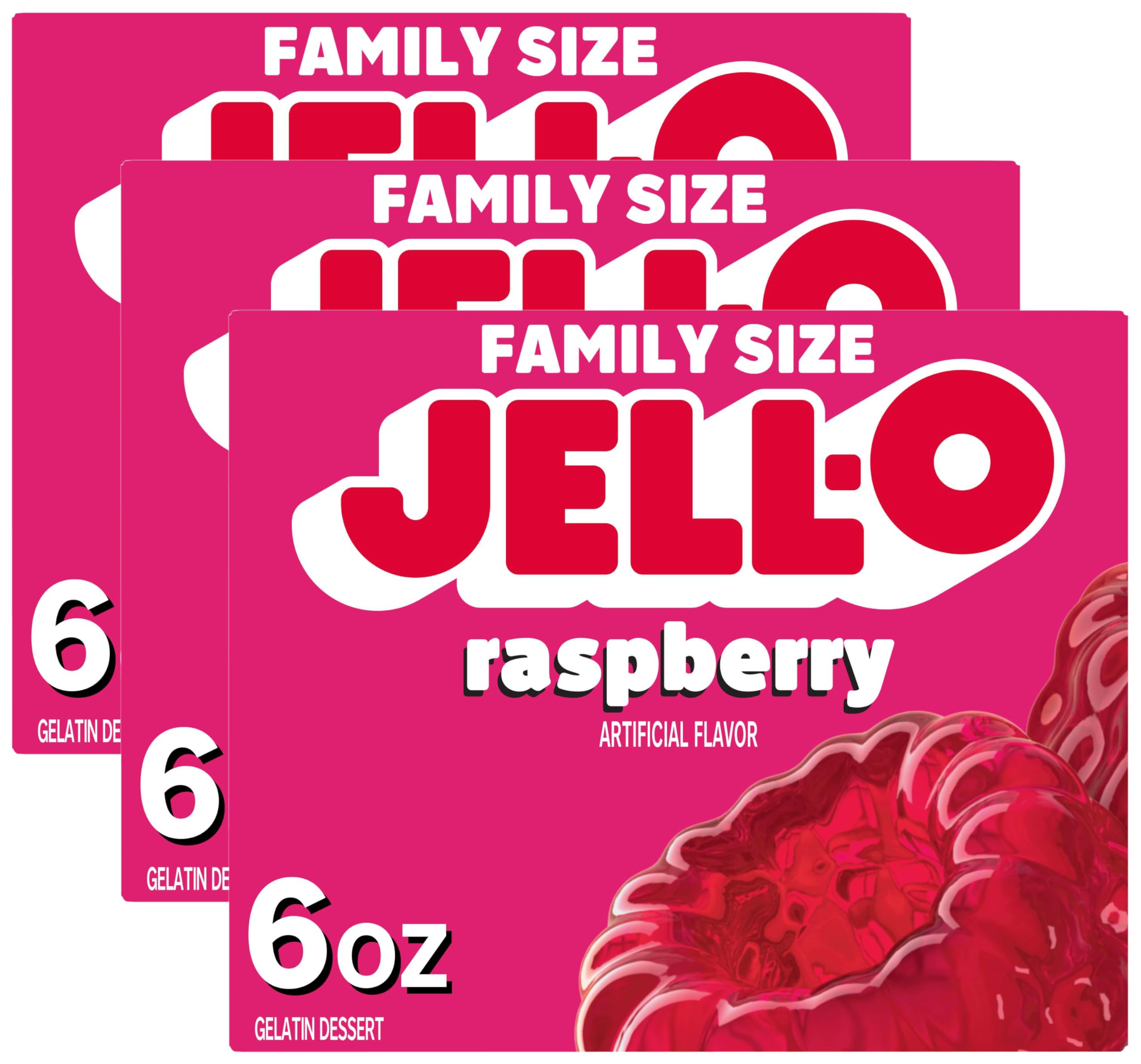 Jell-O Raspberry Gelatin Dessert Mix (6 oz Box) (Pack of 3)