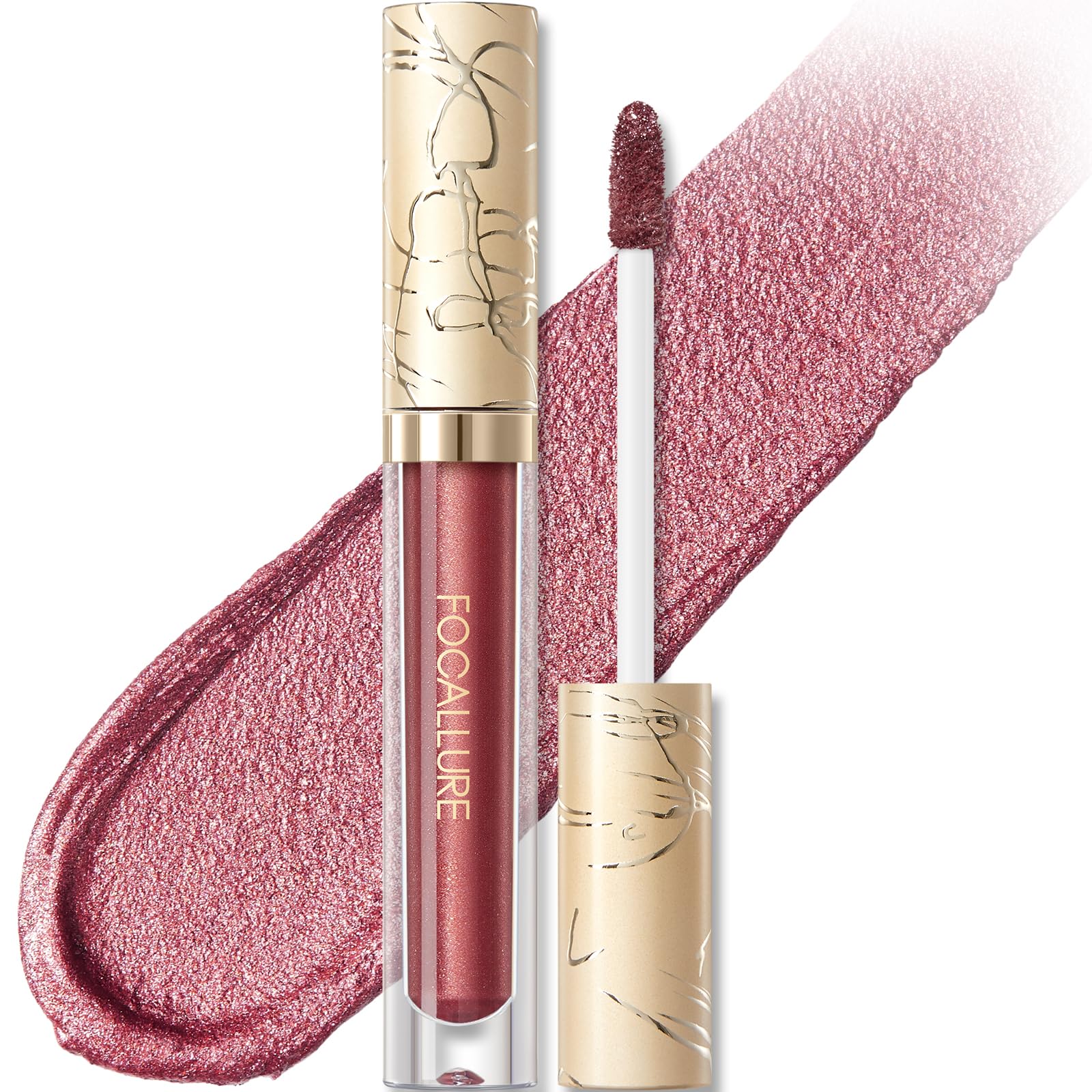 FOCALLURE - Metallic Liquid Lipstick, Non Stick Cup Lip Gloss High Impact Lip Color with Transfer Proof Durability, Long Lasting