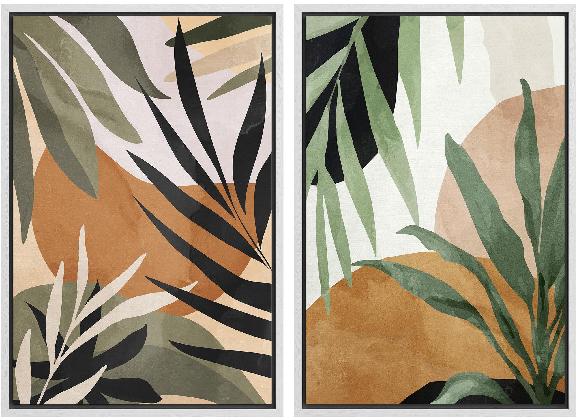 SIGNFORD Framed Canvas Print Wall Art Set Soft Hydrangea Pair Light Blue Florals with Green Leaves Illustration Modern Art Decorative Nordic Nature for Living Room, Bedroom, Office - 24"x36"x2 White — view 75
