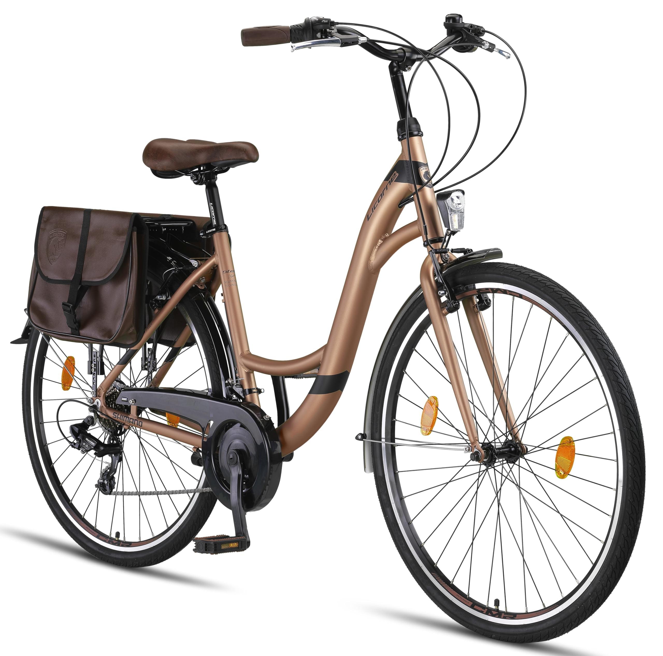 Licorne Bike Stella Plus Premium City Bike in 26 und 28 Zoll Aluminium Fahrrad für Mädchen, Jungen, Herren und Damen - 21 Gang-Schaltung - Hollandfahrrad StVZO