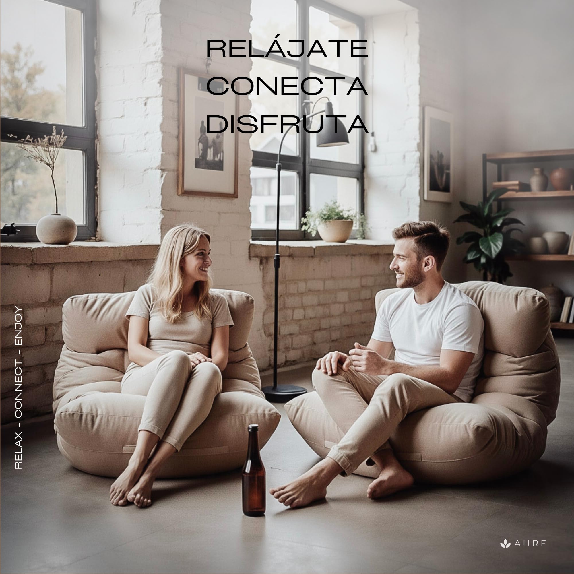 Aiire Puff Salon de Lujo Moderno - Sofa Puf con Relleno Incluido Gigante de Diseño en Terciopelo Premium - Bean Bag Chair Grande para Adultos o Decoracion Habitacion Juvenil - Puffs XXL Azul
