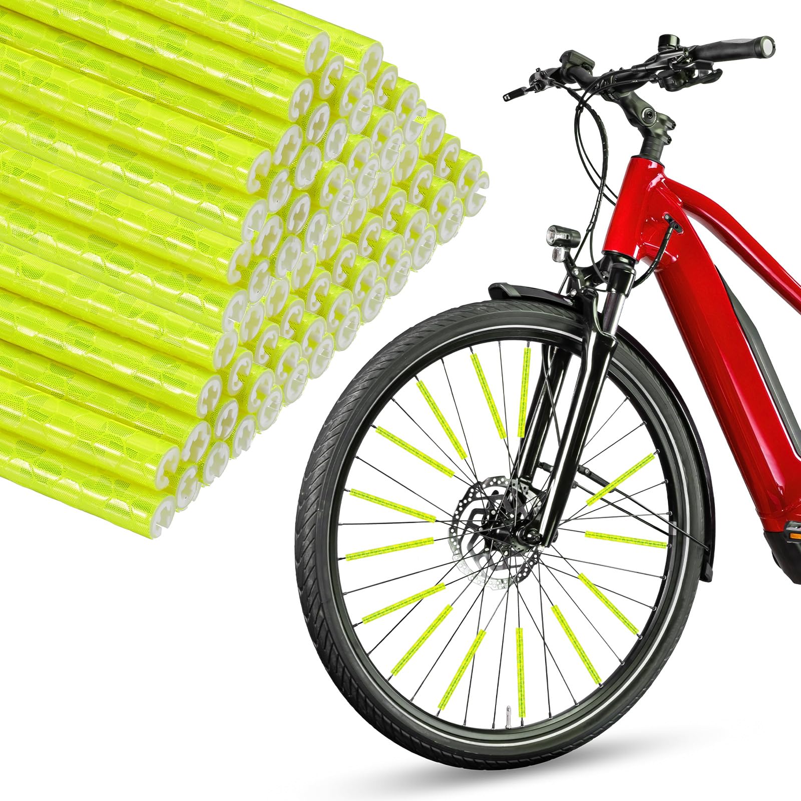 VIAPUICE Bike Reflective Spoke Skins 36Pcs - Yellow Bicycle Wheel Reflector Tube, Reflective Spoke Covers for Bike & Motorcycle Night Riding Safety Wheel Decoration