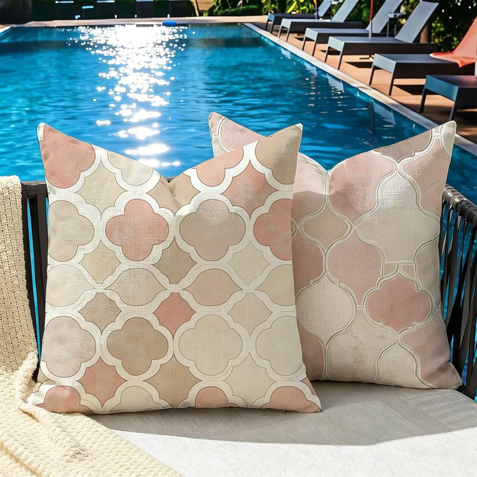 Kissenbezug 65x65cm Outdoor Kissen 2er Set nordisch Einfach-3 Leinen