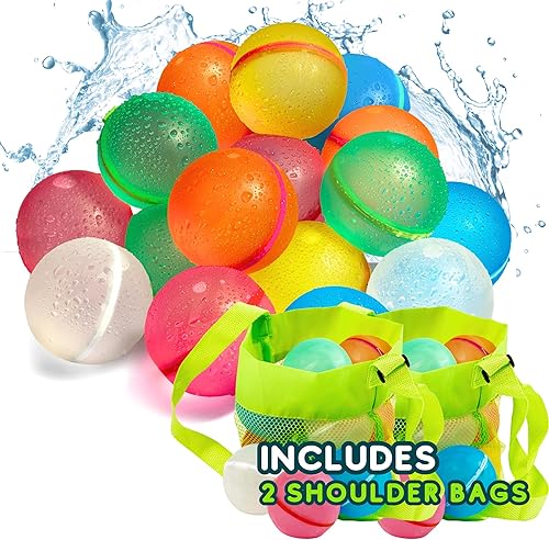 Miniatura 1 de COLETA 16 globos de agua reutilizables bombas de agua de llenado rápido y autosellado bola de agua de silicona suave incluye 2 bolsas laterales para