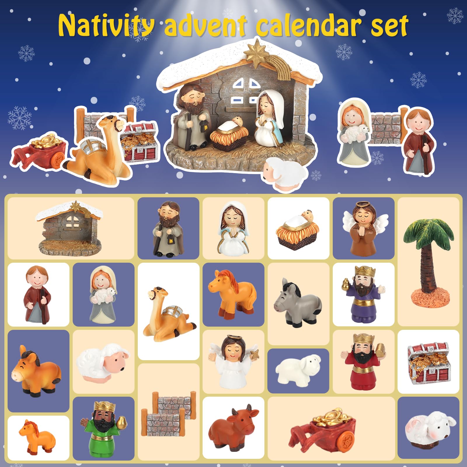 Calendario dell'avvento 2024 per bambini, set di 24 giorni di presepe per bambini, calendario dell'avvento per bambini, ragazzi, ragazze, calendario del conto alla rovescia di Natale, regali per
