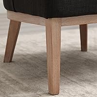Vista 5 de Sillas decorativas de barril, sillas decorativas de lino, sillas laterales modernas tapizadas para sofá individual con patas de madera, cómodas