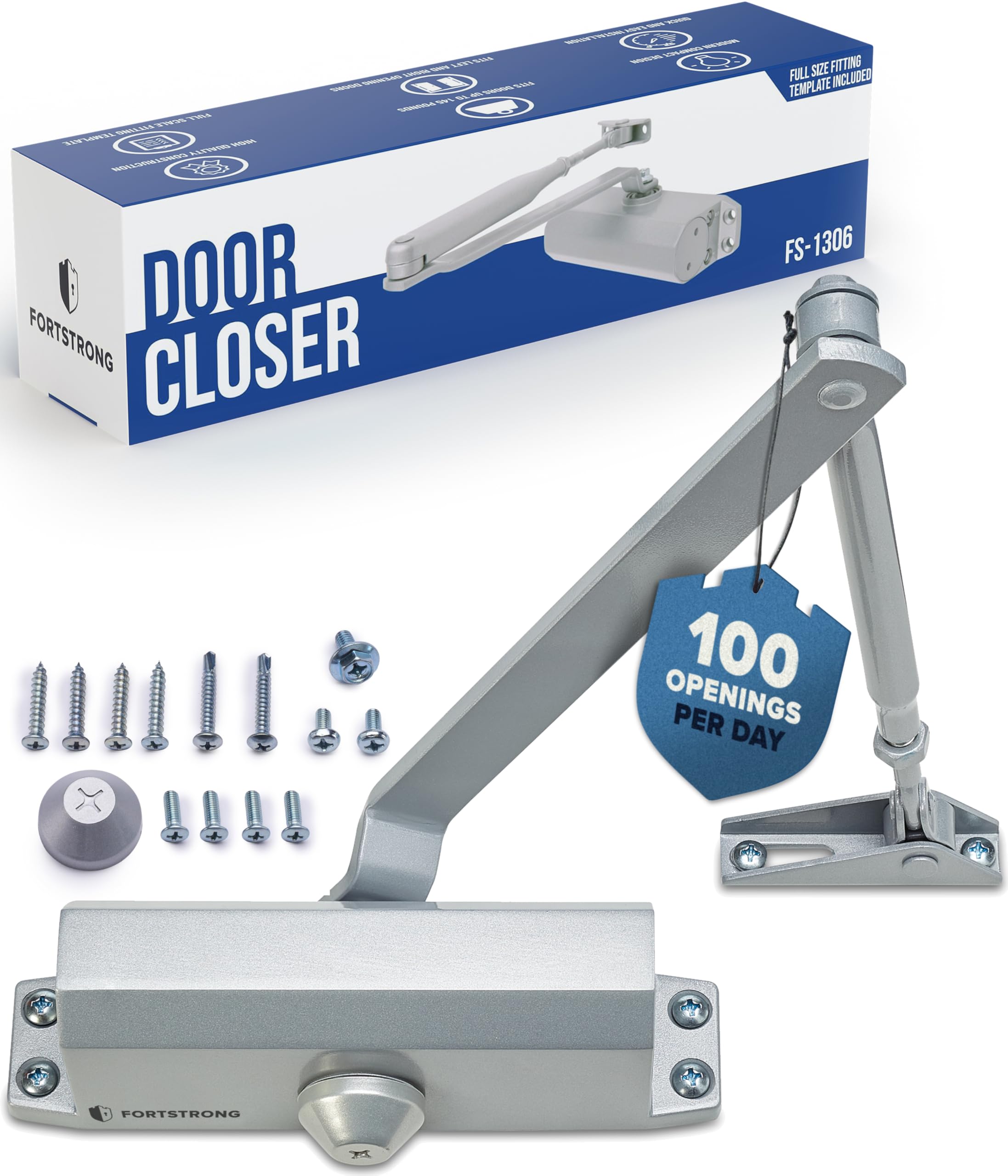 Automatic Door Closer (Silver), FS-1306 Residential Hydraulic Auto