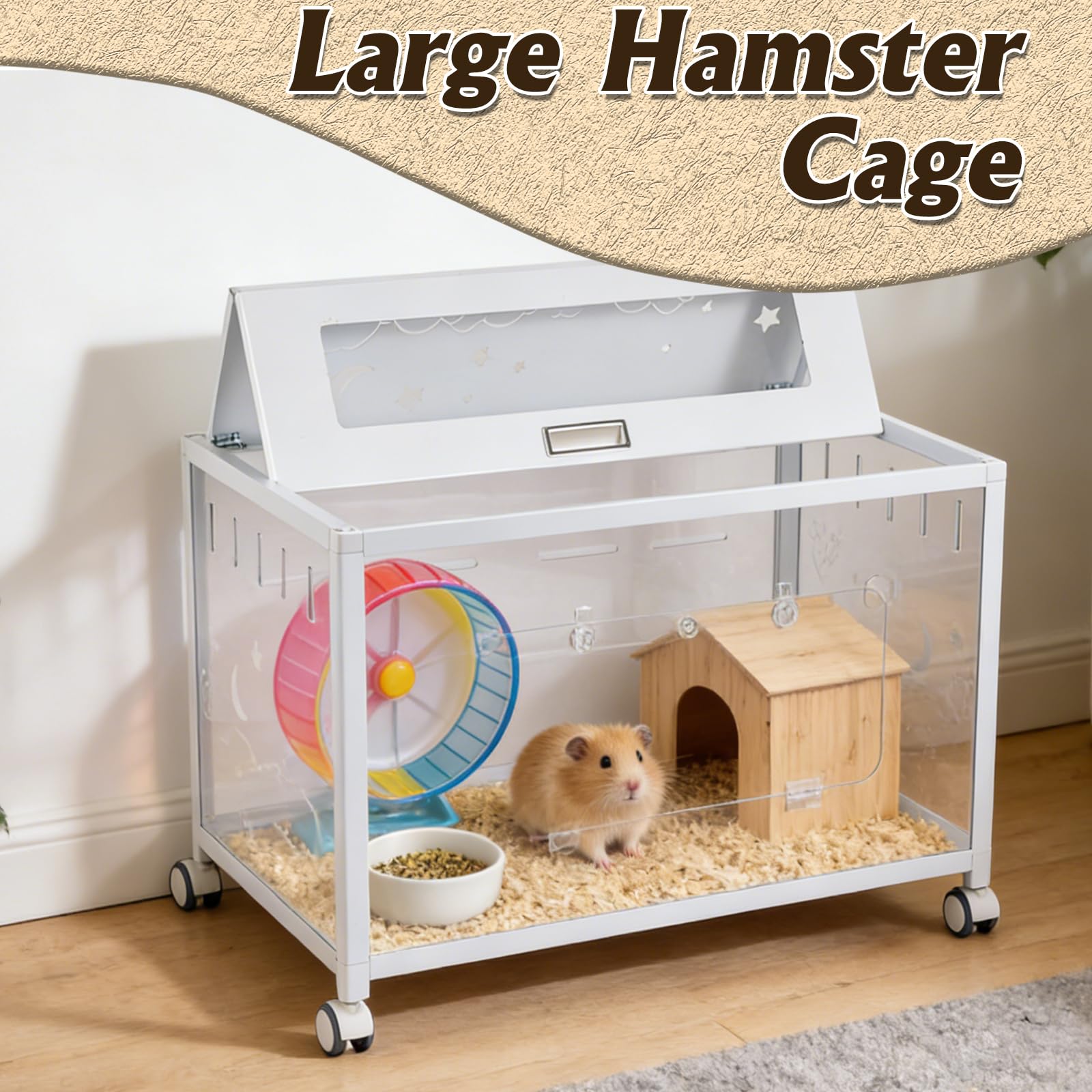 Große Meerschweinchenkäfig Kauspiel-sicher Acryl Aluminium Hamsterkäfig - Weiß, Transparenter Belüfteter Hamsterhaus DIY Innenhaustierkäfig Geeignet für Rennmäuse, Meerschweinchen und Hamster