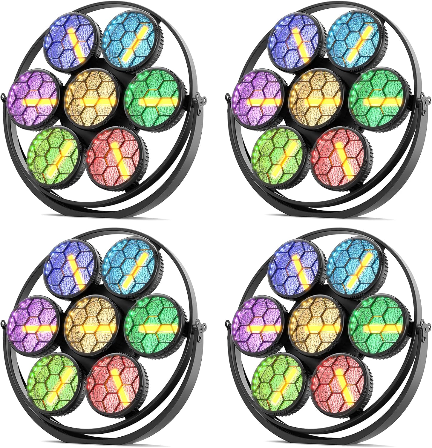 4Packs Retro Stage Light LED RGB COB 7 LED Par Light DMX Control Sound Activated Vintage Uplights for Events Concert Wedding Party Music Live Show Church DJ Birthday
