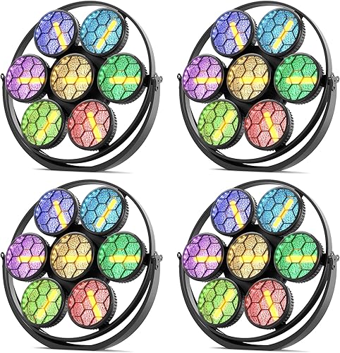 Miniatura 9 de Luz de escenario retro RGB+COB 7 LED Par Luz DMX Control Sonido Activado Vintage Uplights para Eventos Concierto Boda Fiesta Música Live Show