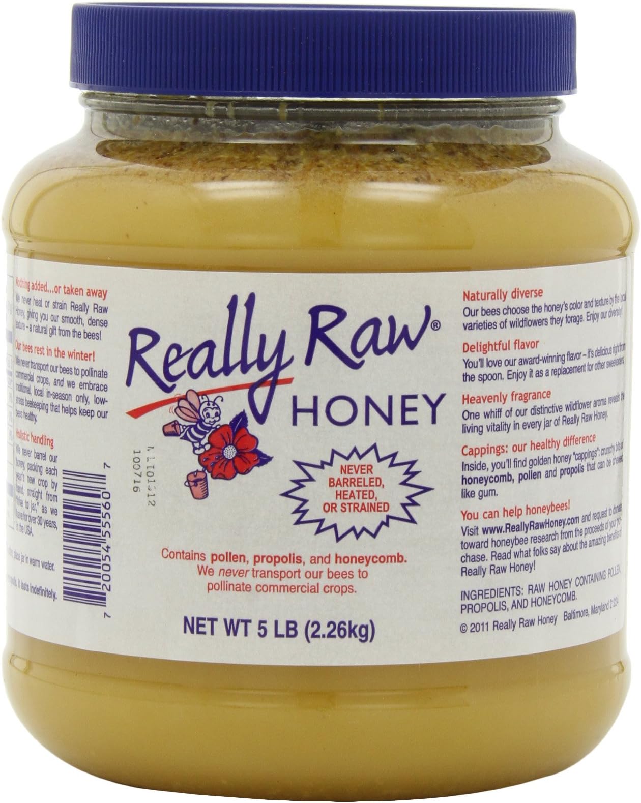 Really Raw Honey, Totally Unprocessed, 5-Pound