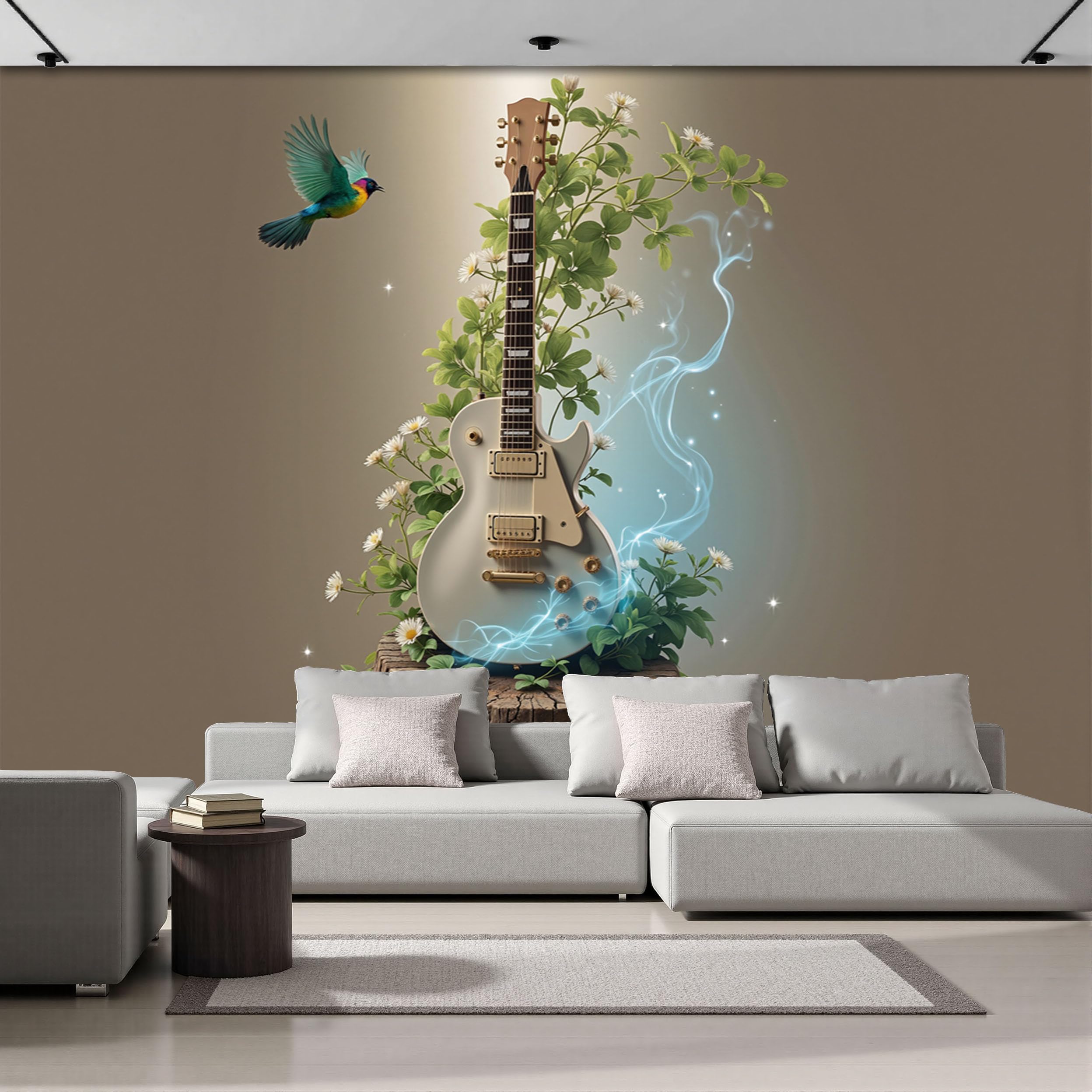 Papier peint panoramique 3D en tissu de soie premium pour décoration murale de chambre