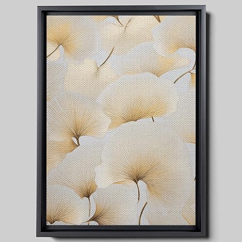 Original Ginkgo biloba Print On Canvas, Modern Textured Gold Wall Art, Abstract Gold Leaves Print, Living room Wall Decor, Canvas Art, Arts