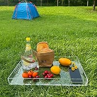 Vista 7 de Bandeja de servir de acrílico blanco brillante con asas resistentes - 10x15 pulgadas - Bandeja para servir café, aperitivos, desayuno, mayordomo