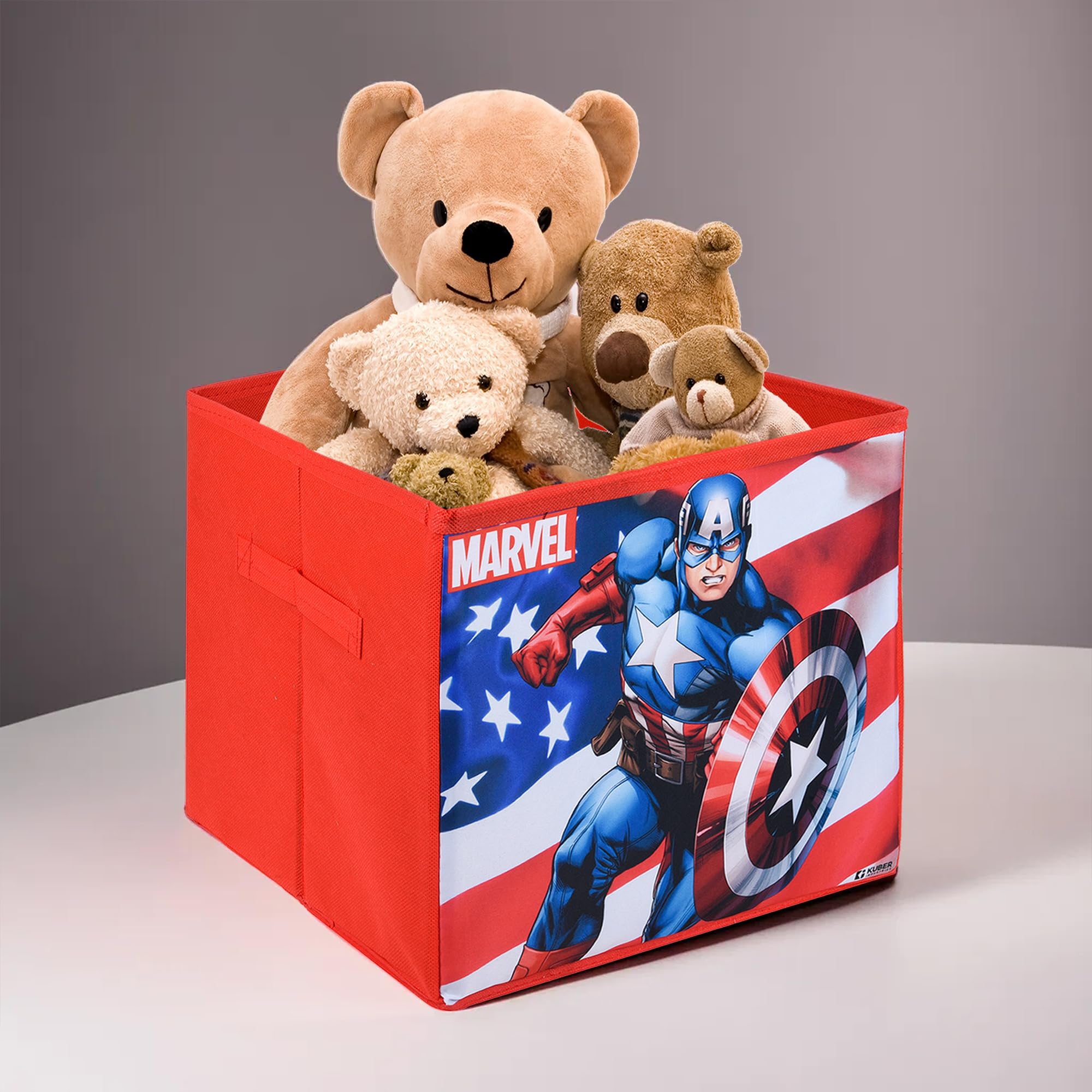 Kuber Industries Storage Box | Square Toy Storage Box | Wardrobe Organizer for Clothes-Books-Toys-Stationary | Drawer Organizer Box with Handle | Marvel Captain America | Red (B0CWH849FM) Amazon Price History, Amazon Price Tracker