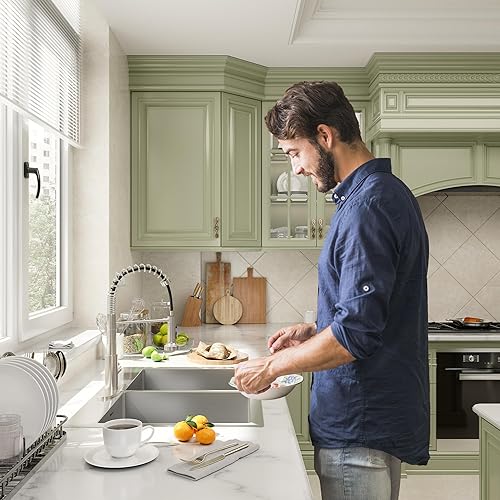 Miniatura 9 de Mondawe Fregaderos de cocina de 33 x 22 pulgadas, fregaderos de cocina de acero inoxidable cepillado con doble tazón hechos a mano, fregadero