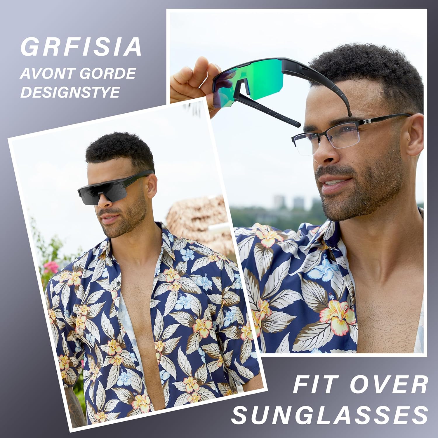 GRFISIA Polarized Fit Over Glasses Sunglasses for Men Women, UV Protection Sports Wrap Around for Driving Cycling Fishing - Image 2