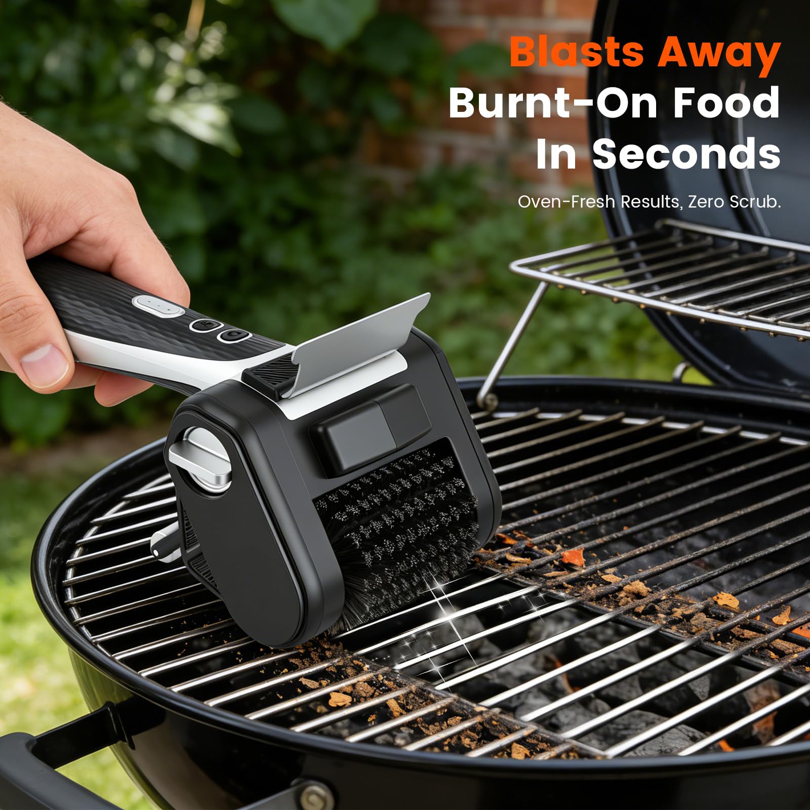 Brosse Électrique pour Barbecue, Brosse Nettoyage de Gril sans Fil 450 TR/Min avec LED, Rouleau en Acier Inoxydable 304, Batterie 4000 mAh 3-4 Heures, Accessoire Barbecue pour Tous Types de Grilles
