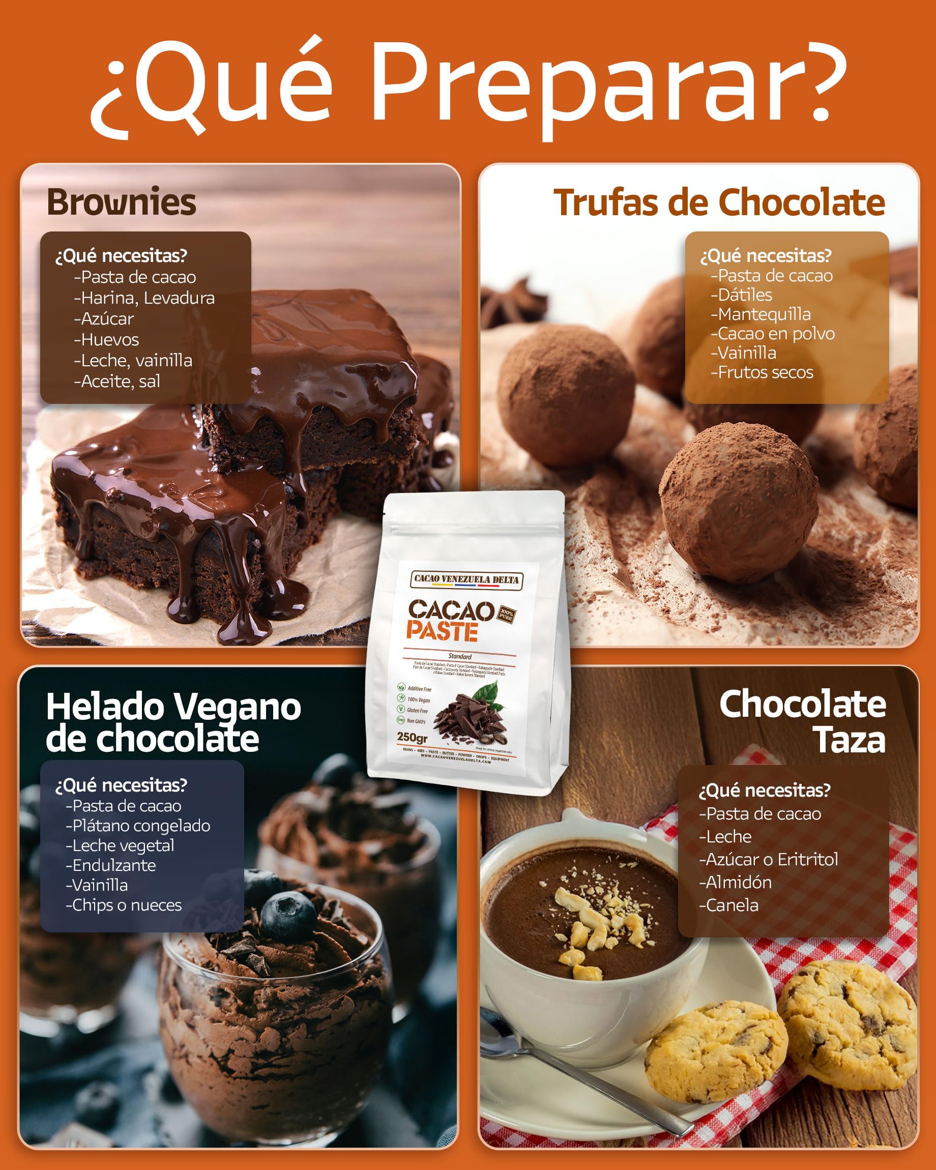 Cacao Venezuela Delta Pasta De Cacao Pura Ceremonial 1.5 Kg de Origen Venezuela - Chocolate Negro 100% Puro sin Azúcar para Fundir y Reposteria - Masa De Cacao Sin Gluten, Antioxidante, Vegano