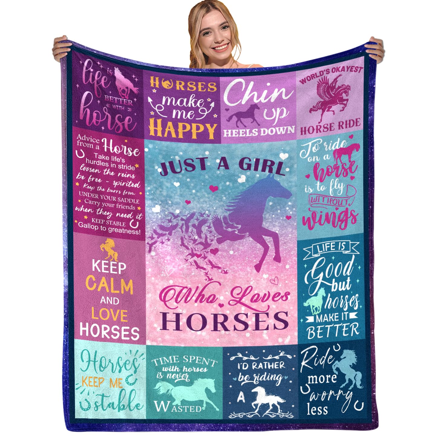 FAIVHSO Horse Gifts for Girls, Horse Blanket for Girls, Soft Flannel Throw Blanket, 60