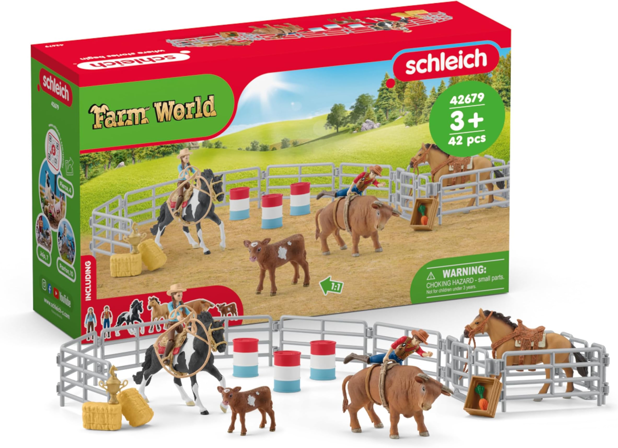 Farm World - 48Pc Rodeo Show Playset - Kids Ages 3+ | 42679 | Farm Animal Figurine, Realistic Animal Toys, Barn Toy for Kids 3+, Screen-Free Imaginative Pretend Play, Montessori