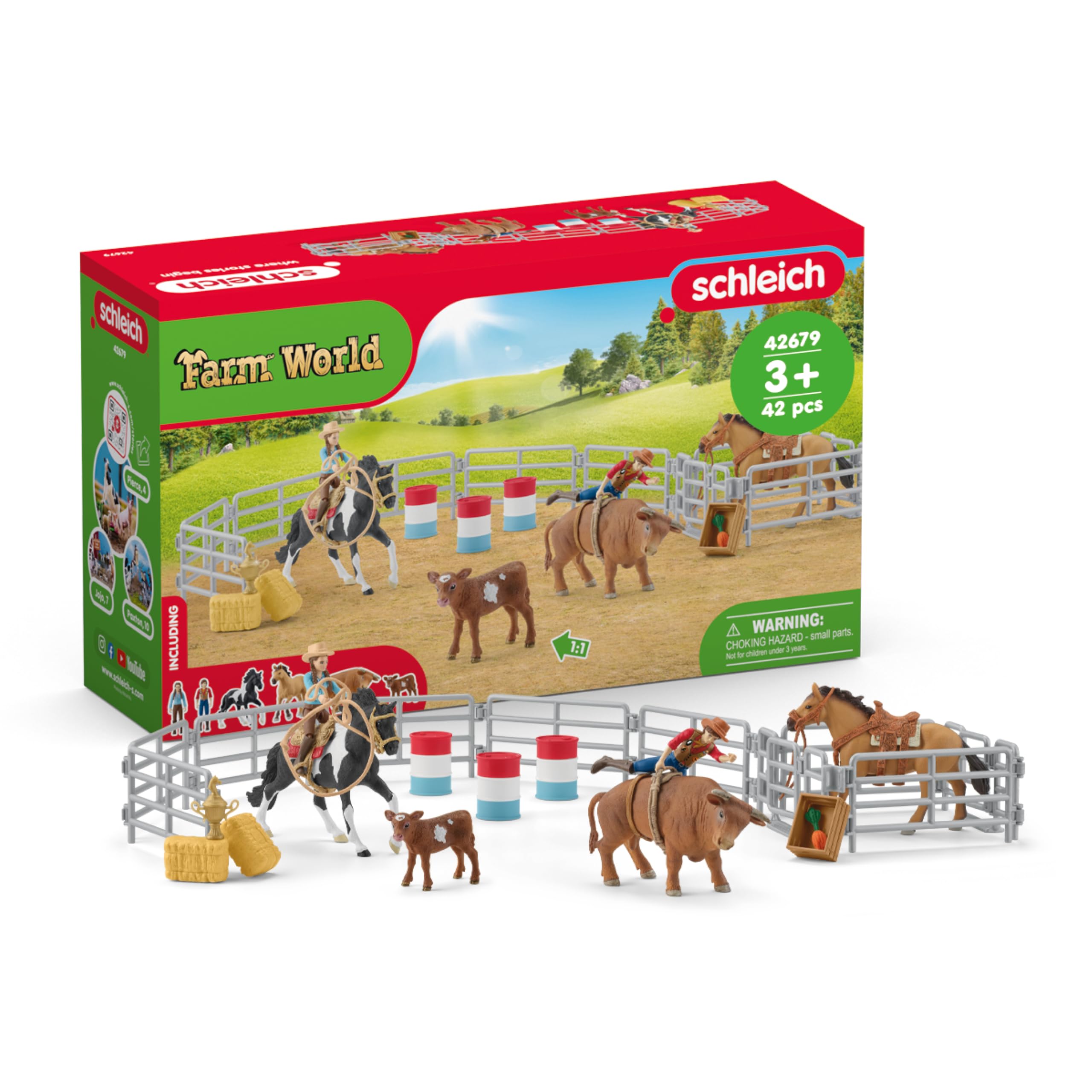Rodeo Show 42-Piece Playset with Cowboy & Cowgirl Toys, Barrel Racing, Western Riding & Calf-Roping