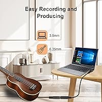 Vista 6 de PNGKNYOCN Cable corto de 1/4 a 0.138 in, 90 grados, 0.138 in (1/8 pulgadas) macho a 0.250 in (1/4 pulgadas), cable de audio estéreo hembra