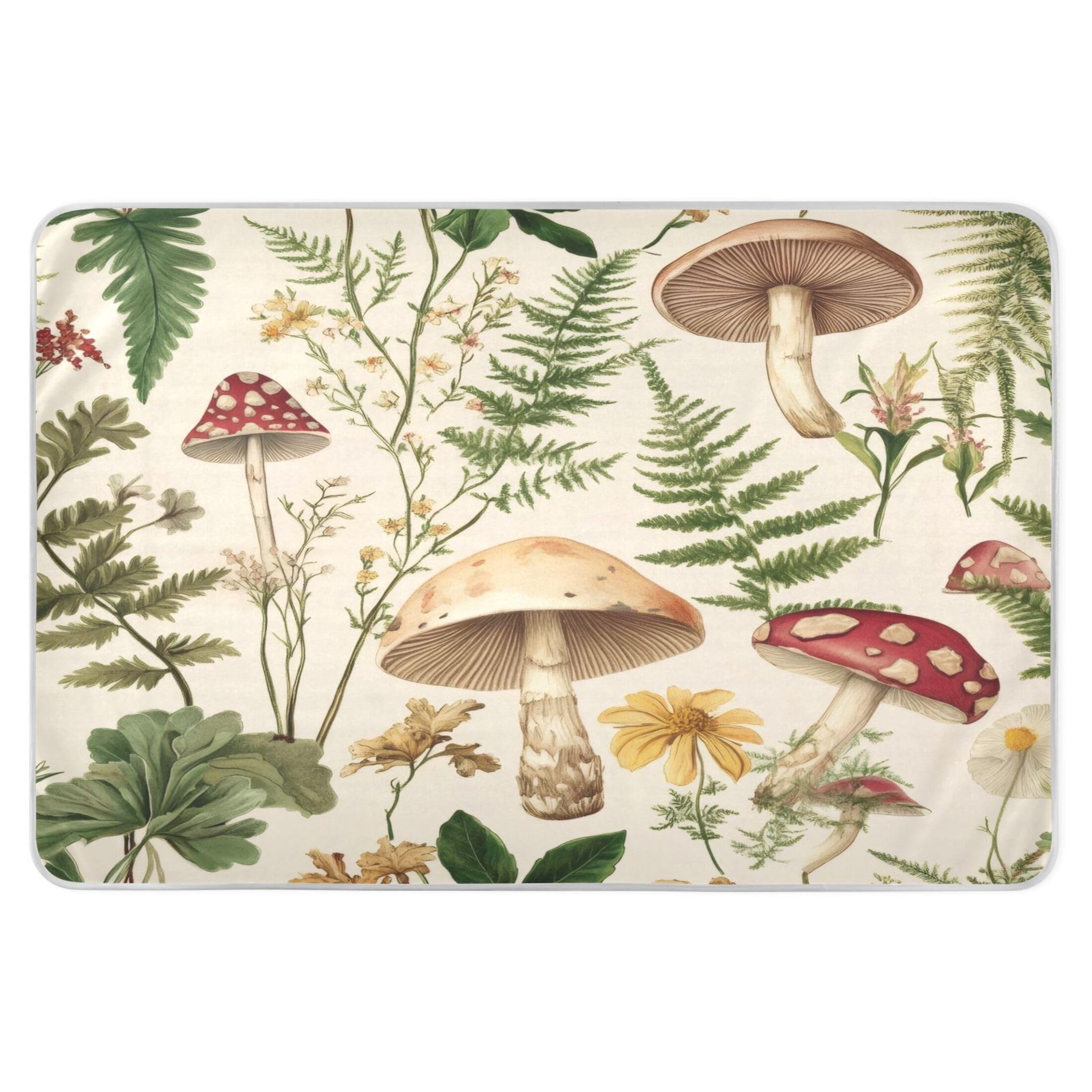 Takiito Retro Botany Plant Bed Pad Reusable Bed Underpad Washable Waterproof Leak-Proof Quick Dry Incontinence Pee Pad for Toddlers Kids Adults Pets 34x52 in