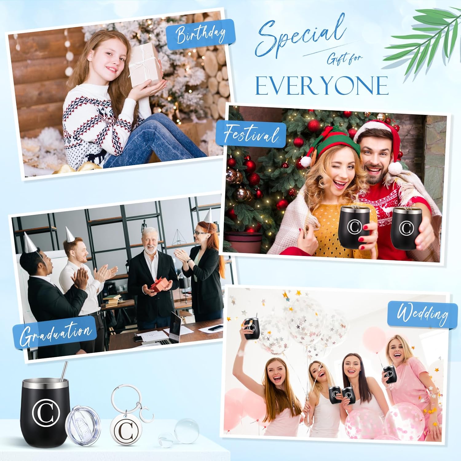 Dandat Personalized Wine Tumbler Cup with Keychain 12oz Black Stainless Steel Travel Mug with Lid Straw for Employee Teacher Coworker Nurse Volunteer Appreciation Gifts(C Style) - Image 4