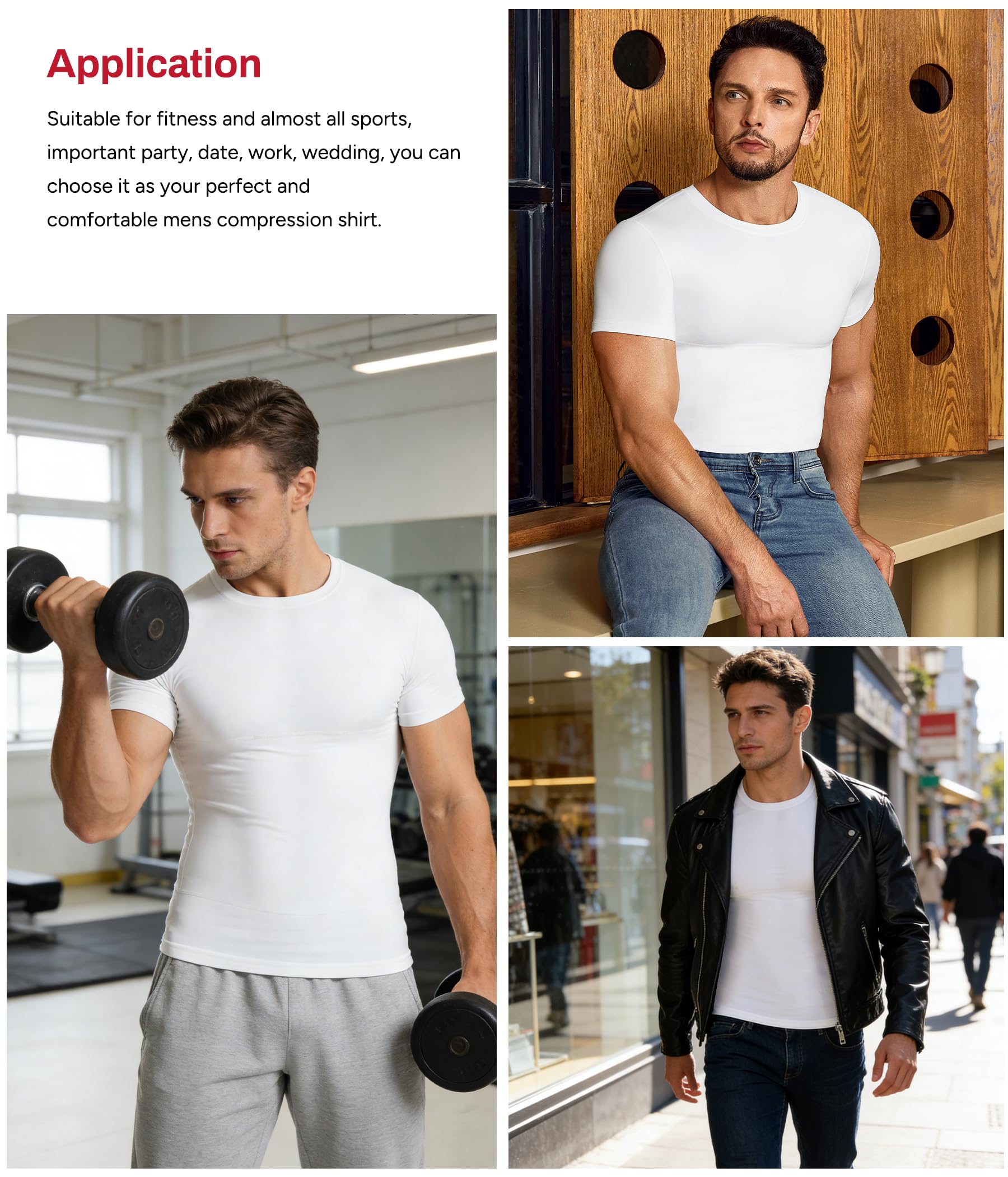 Nebility Maillot de Corps Homme Compression T-Shirt Peau Respirant Ventre Plat Soutien Abdominal Anti-Transpirant à Séchage Rapide