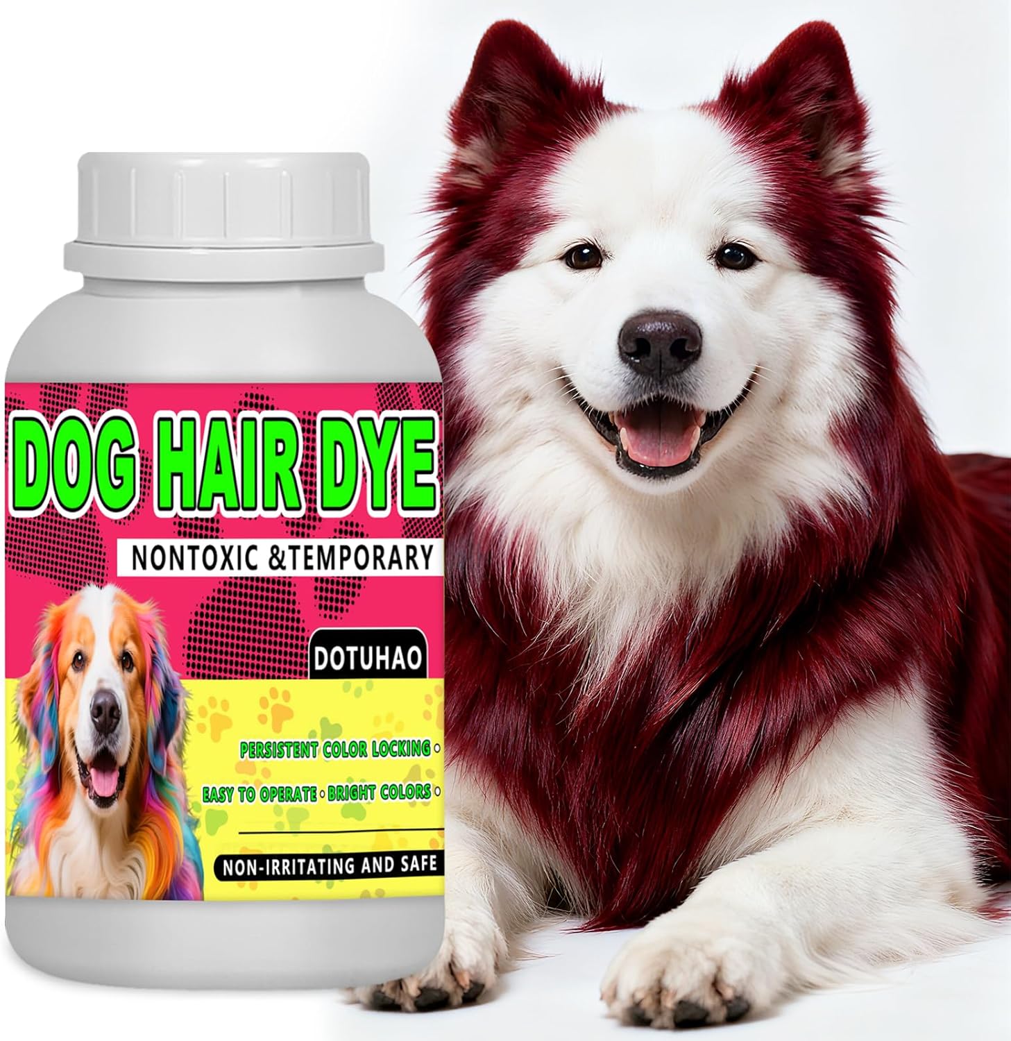 Amazon.com : DOTUHAO Dog Hair Dye, Wine Red Color Pet Hair Dye, 8.45 Fl ...