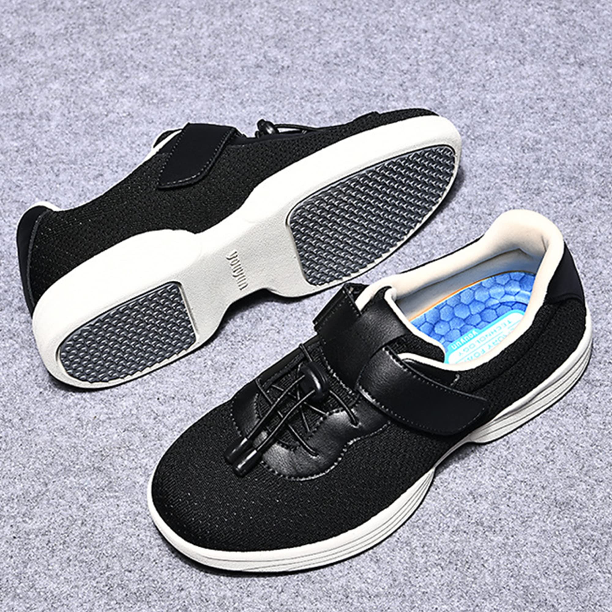Zapatos para Diabéticos para Mujer Zapatillas Extra Anchas para Pies Hinchados Zapatos Antideslizantes para Caminar Zapatillas para Ancianos con Edema Informales Ajustables