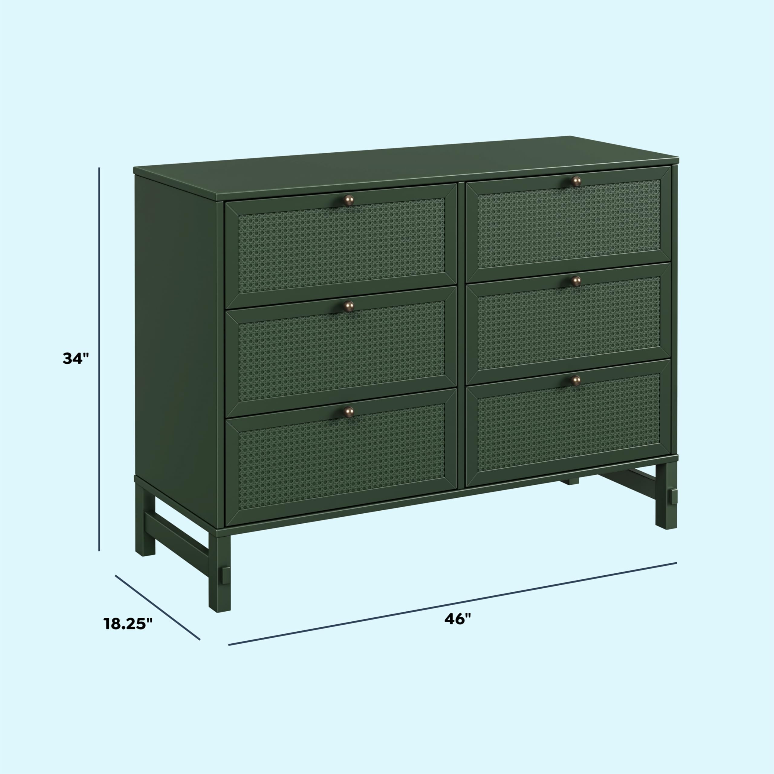 davinci charlie 6-drawer double dresser forest green Davinci Charlie 6-Drawer Double Dresser