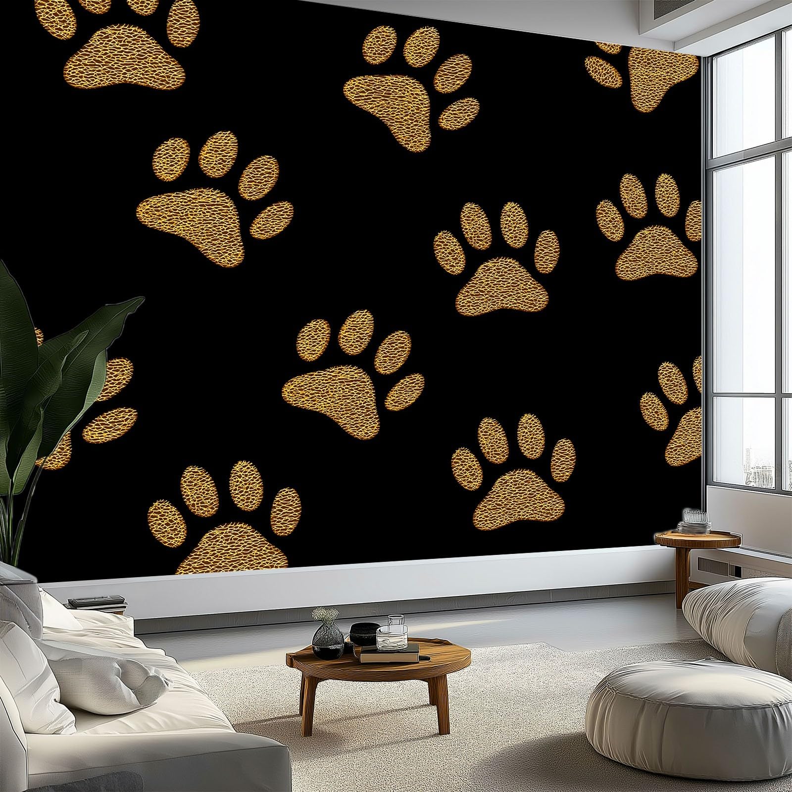 Tapeta ścienna z motywem zwierzęcych łap psa, tapeta fotograficzna, styl kreskówkowy, tapeta z włókniny, dekoracja ścienna, 200 x 140 cm (szer. x wys.), tapeta panoramiczna dla dziewcząt, chłopców, do