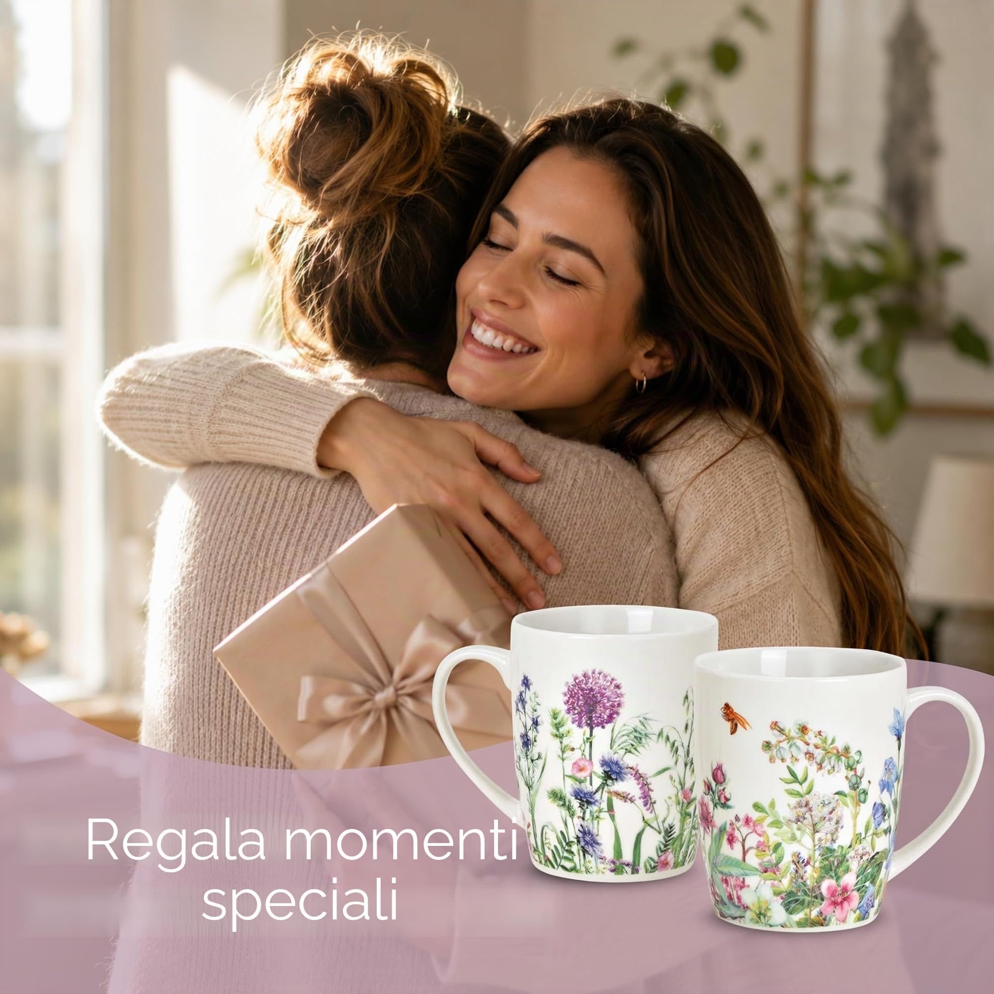 Set di 4 tazze con motivo floreale primaverile – Bellissime tazze da caffè in porcellana da 300 ml per cappuccino, caffè, tè – Eccezionale tazza da caffè lavabile in lavastoviglie e adatta al