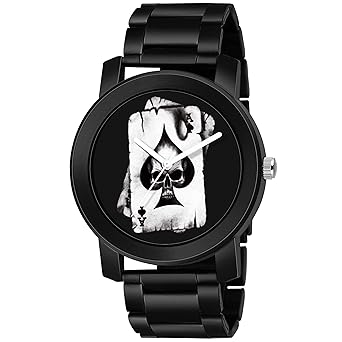 Swadesi Stuff Analogue Black Dial Metal Strap Watch for Men and Boy