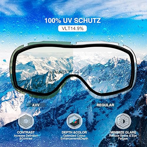 Miniatura 2 de FMY Gafas de esquí y snowboard OTG, protección UV400, anti niebla, gafas de esquí para motos de nieve para hombres, mujeres y jóvenes
